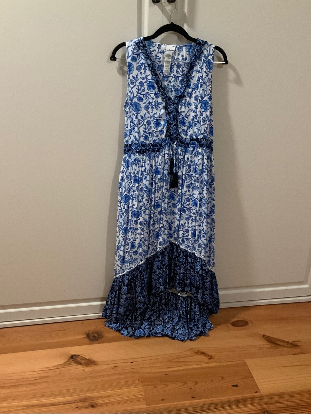 Tommy Bahama Blue and White Floral High-Low Maxi Dress
